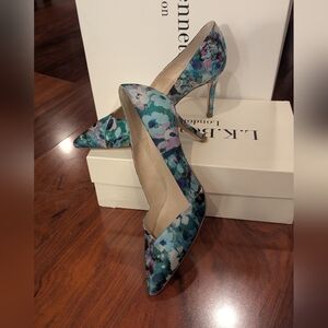 NWT LK Bennett Oliana 37.5 Floral Women's Heels - Blue and Green